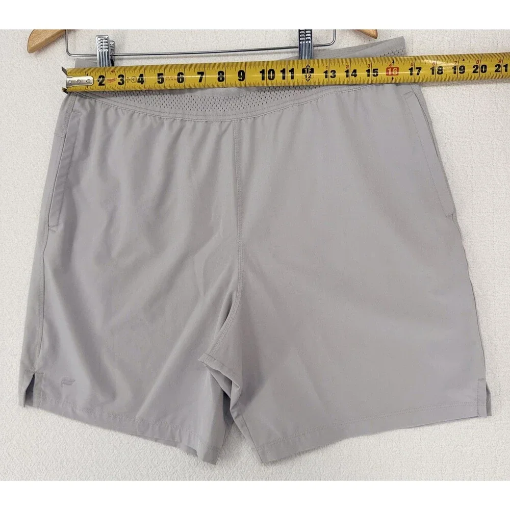 Fabletics Mens L Gray‎ Athletic Performance Shorts Pockets Perforated Waistband